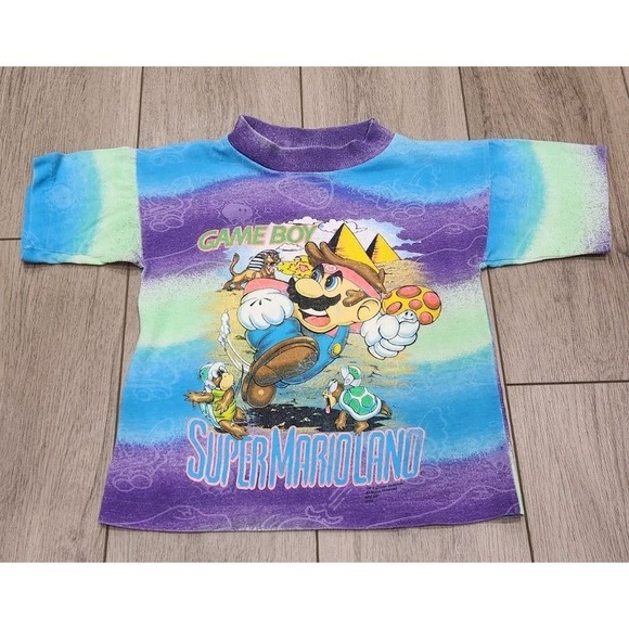 Other - Vintage 1991 Super Mario Land TShirt‎ Kids Approx Size S 5/6 Gameboy 90s Tie Dye